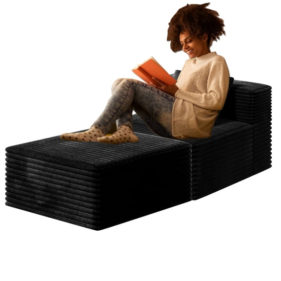 Cloud Couch Sofa Comfy Upholstered Floor Sofa with High Density Memory Foam, No Assembly Required, Boneless Couch for Bedroom Living Room (Single Sofa+Ottoman)