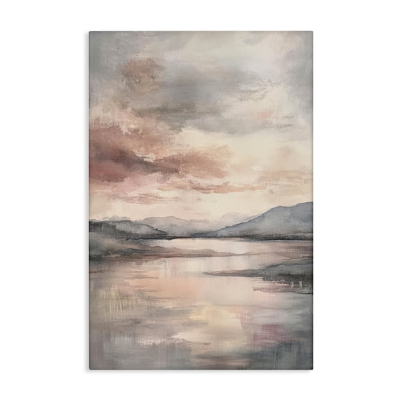 Stupell Industries Cloud Covered Lake Landscape Canvas Wall Art, design by Petal Prints Design
