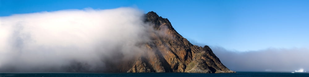 Cloud Covering A Mountain Greenland Canvas Art - Richard Wear Design Pics (44 x 11)