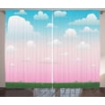 thumbnail image 1 of Cloud Curtains 2 Panels Set, Cartoon Nature Horizontal Landscape with Beautiful Evening Sunset Sky and Clouds, Window Drapes for Living Room Bedroom, 108W X 63L Inches, Multicolor, by Ambesonne, 1 of 3