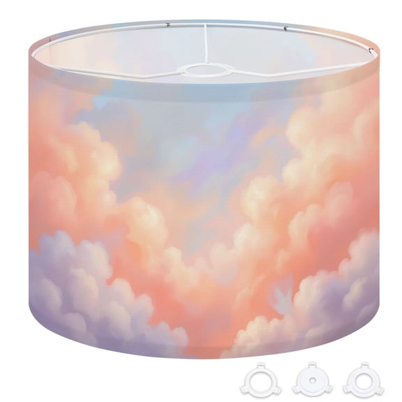 Cloud Drum Lampshades 13"x13"x10" Pastel Cloud Sky Soft Peach Pink Blue Dreamy Gradient Clouds Light Shade for Table Lamps Floor Lamp Shades Replacement Assembly Required for Kids