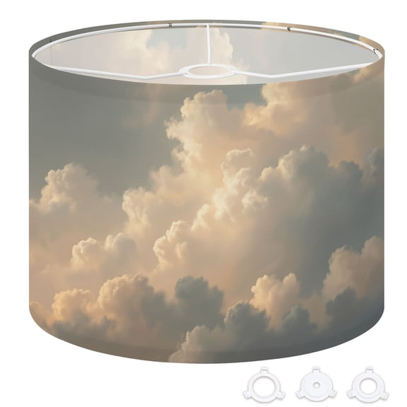 Cloud Drum Lampshades 13"x13"x10" Soft Golden Cumulus Clouds Dreamy Pastel Sky Warm Light Light Shade for Table Lamps Floor Lamp Shades Replacement Assembly Required for Kids