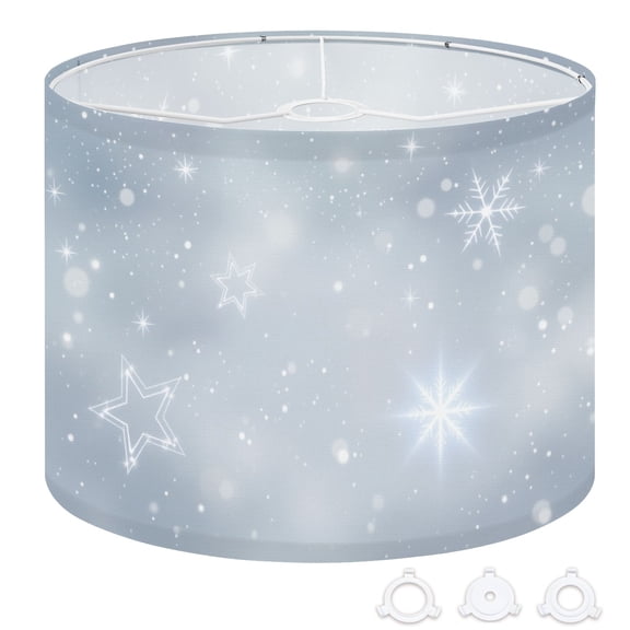 Cloud Drum Lampshades 13"x13"x10" Winter Snowflakes Stars Soft Silver Light Shade for Table Lamps Floor Lamp Shades Replacement Assembly Required for Kids
