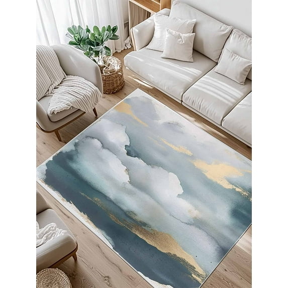 Cloud Effect Area Rug for Bedroom 5x7 Ft Modern Watercolor Marble Texture Super Soft fuzzy Throw Rug Non-Slip Fluffy Plush Indoor Floor Carpet for Living Room Nursery Home Decor