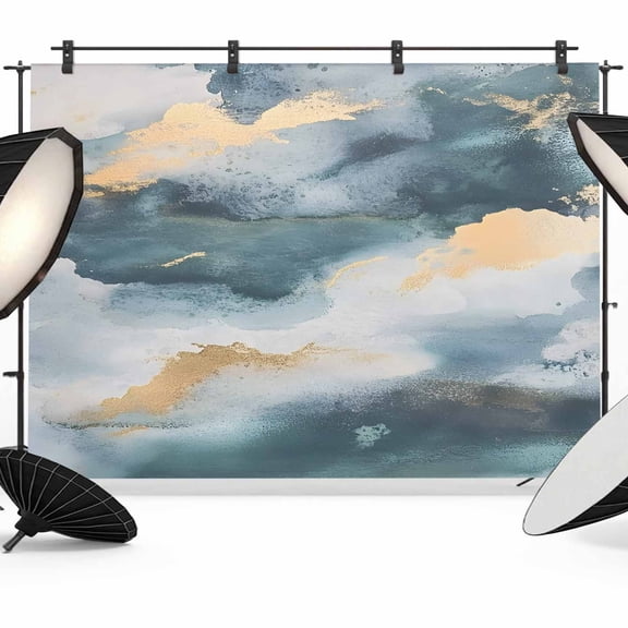 Cloud Effect Backdrop for Photography, Modern Golden Green Marble Texture Photo Backdrop Portrait Background Party Banner Photo Backgrounds for Studio Booth Props, 10x8ft