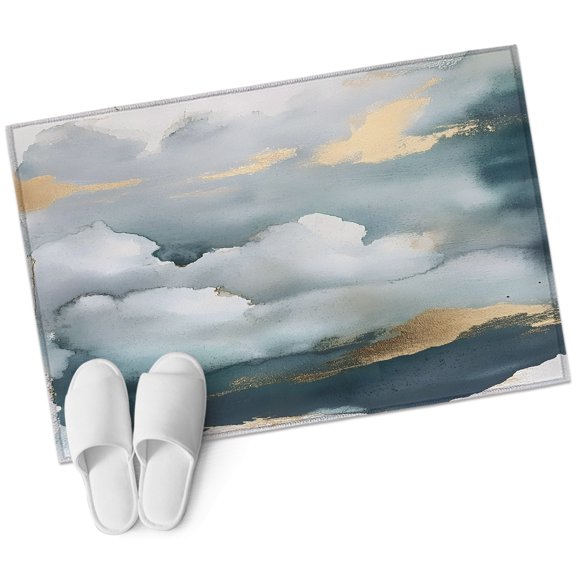 Cloud Effect Rectangle Area Rug 2x3ft Modern Watercolor Marble Texture Washable Rugs for Living Room, Non Slip Soft Carpet for Bedroom Entryway Dining Room