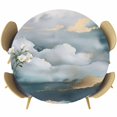 thumbnail image 1 of Cloud Effect Round Fitted Table Cover Modern Watercolor Marble Texture Waterproof Table Cloth with Elastic Edge Wipeable Tablecloth for Picnic Camping Party Fits 36"-44" Diameter, 1 of 8