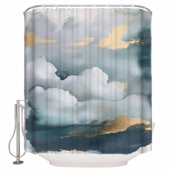 Cloud Effect Shower Curtain Set ,Waterproof Fabric Shower Curtains Modern Watercolor Marble Texture Shower Curtains for Bathroom,Bathroom Decor 54x"78"