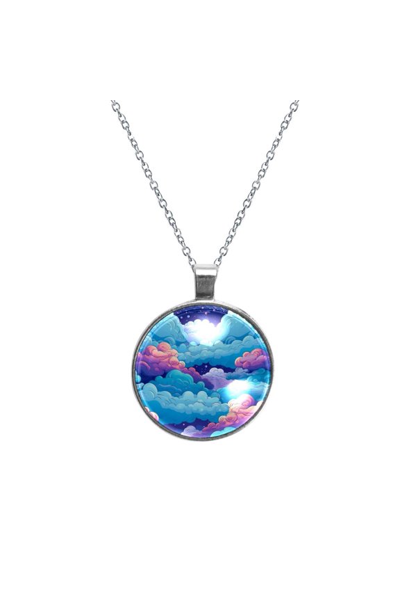 Cloud Elegant Glass Circular Pendant Necklace - Women's Jewelry