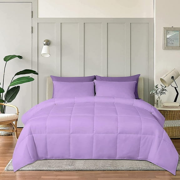 Cloud Fino 100% Cotton Comforter, All Season Quilted, 600 Thread Count,Luxury Box Stitched Comforter Set, Cooling Soft Bedding Set !!( Lilac,Full/Queen)
