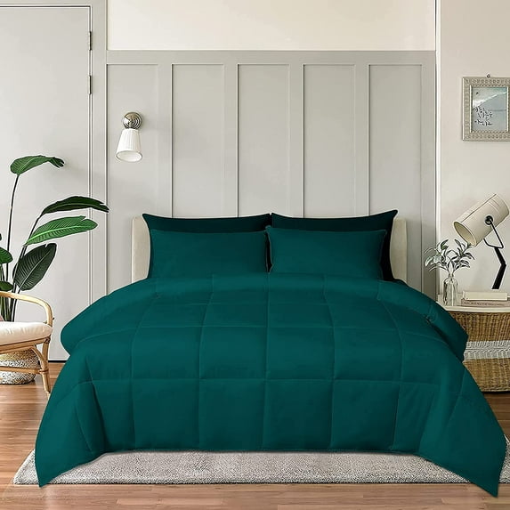 Cloud Fino 100% Cotton Comforter, All Season Quilted, 600 Thread Count,Luxury Box Stitched Comforter Set, Cooling Soft Bedding Set !!(Teal,King/California King)