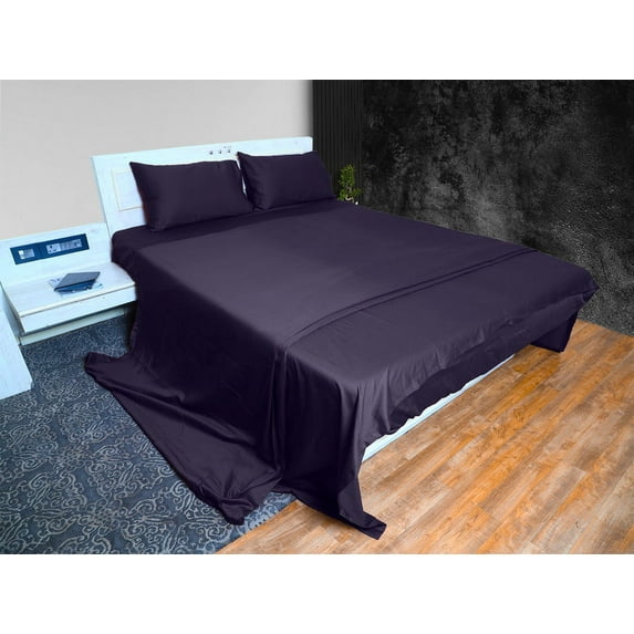 Cloud Fino 100% Cotton Sheet Set- 4 Piece Sheet Set- 600 Thread count- Flat Sheet, Fitted Sheet ups to 15" Deep pocket and 2 pillowcases- Super Soft Hotel Luxury Sheets Set(Purple,Full)