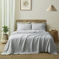 thumbnail image 1 of Cloud Fino 100% Pure Linen Sheet Set- 4 Piece Bed Sheet Set- 15" Deep Pocket- Fitted Sheet, Flat Sheet & 2 Pillowcases- Cooling Bedding Set (Antique White, King), 1 of 5