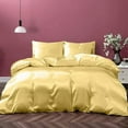 thumbnail image 1 of Cloud Fino 100% Pure Silk Satin Duvet with Fitted Sheet Set 4pcs, Silk Satin Fitted Sheet 15'' Deep Pocket,Silk Satin Duvet Cover,Silk Satin Pillowcases Set !!!(Cal King Gold), 1 of 6