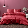 thumbnail image 1 of Cloud Fino 100% Pure Silk Satin Duvet with Fitted Sheet Set 4pcs, Silk Satin Fitted Sheet 15'' Deep Pocket,Silk Satin Duvet Cover,Silk Satin Pillowcases Set !!!(Short Queen Burgundy), 1 of 6