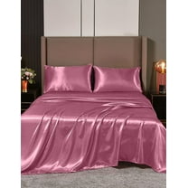 Cloud Fino 100% Pure Silk Satin Sheet Set 6pcs, Silk Fitted Sheet,Silk Flat Sheet&Silk Pillowcases Set !(Cal Queen Dusty Pink)