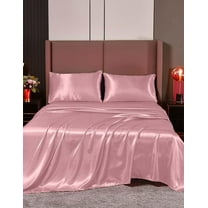 Cloud Fino 100% Pure Silk Satin Sheet Set 6pcs, Silk Fitted Sheet,Silk Flat Sheet&Silk Pillowcases Set !(King Rose Pink)
