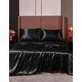 thumbnail image 1 of Cloud Fino 4 Pc Silk Satin Sheets Set | Silk Satin Fitted Sheet | Silk Satin Flat Sheet | Silk Pillowcase | 4 Pc Silk Satin Sheet Set | Hotel Quality Silky Soft Luxurious !!!! Cal-Queen, Black, 1 of 6