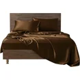 thumbnail image 1 of Cloud Fino 4 Pc Silk Satin Sheets Set|Silk Satin Fitted Sheet|Silk Satin Flat Sheet|Silk Pillowcase|4 Pc| Hotel Quality Sheets !!(Chocolate/Queen), 1 of 6