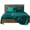 thumbnail image 1 of Cloud Fino 4 Pc Silk Satin Sheets Set|Silk Satin Fitted Sheet|Silk Satin Flat Sheet|Silk Pillowcase|4 Pc| Hotel Quality Sheets !!(Teal/King), 1 of 6
