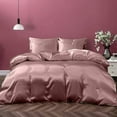 thumbnail image 1 of Cloud Fino 4 Piece Silk Satin Bedding Set, Queen, Dusty Pink, 1 of 6