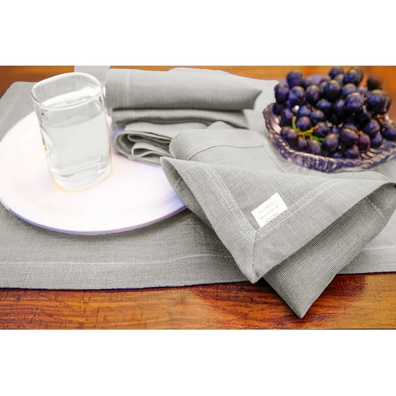 Cloud Fino Linen Cocktail Napkins (6x6 Set of 25), 100% French Flax Stone Washed for Softness, Zigzag Stich Small Cloth Beverage Party Bar Coffee Dessert Wedding Napkins Coaster.(Antique White)