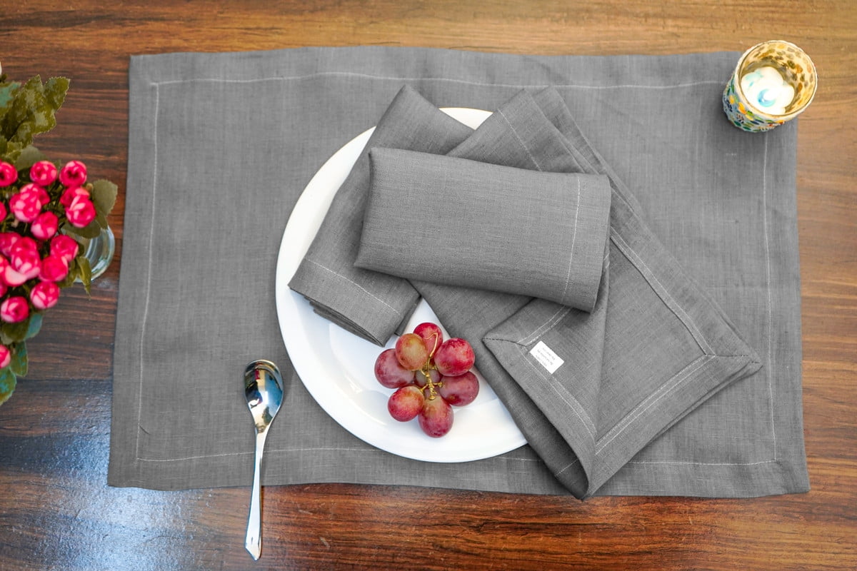 Set Of 4 Stone Washed 100% French Linen Napkins, 20x20 Inches - Eco-Friendly, Soft, Machine Washable