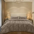 thumbnail image 1 of Cloud Fino Luxurious Pinch Pleated Duvet Cover Set 100% Egyption Cotton 600 Thread Count Pintuck Design Decorative Soft Bedsheet Set(Taupe,King/California King), 1 of 6