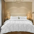 thumbnail image 1 of Cloud Fino Luxurious Pinch Pleated Duvet Cover Set 100% Egyption Cotton 600 Thread Count Pintuck Design Decorative Soft Bedsheet Set(White,Full/Queen), 1 of 6