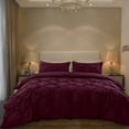 thumbnail image 1 of Cloud Fino Luxurious Pinch Pleated Duvet Cover Set 100% Egyption Cotton 600 Thread Count Pintuck Design Decorative Soft Bedsheet Set(Wine,Twin/Twin XL), 1 of 6