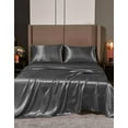thumbnail image 1 of Cloud Fino Luxurious Satin Bed Sheets Dark Grey Silk Sheets Full 15 " Deep Pocket Pillowcases Sheet, 4-Piece, 1 of 6