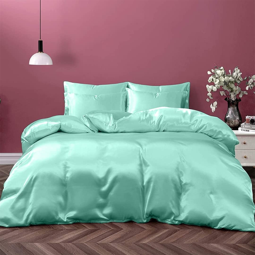 Cloud Fino 100% Silk Comforter 300 GSM Quilt Suitable for All Season Silky Super Soft Full/Queen Aqua Blue