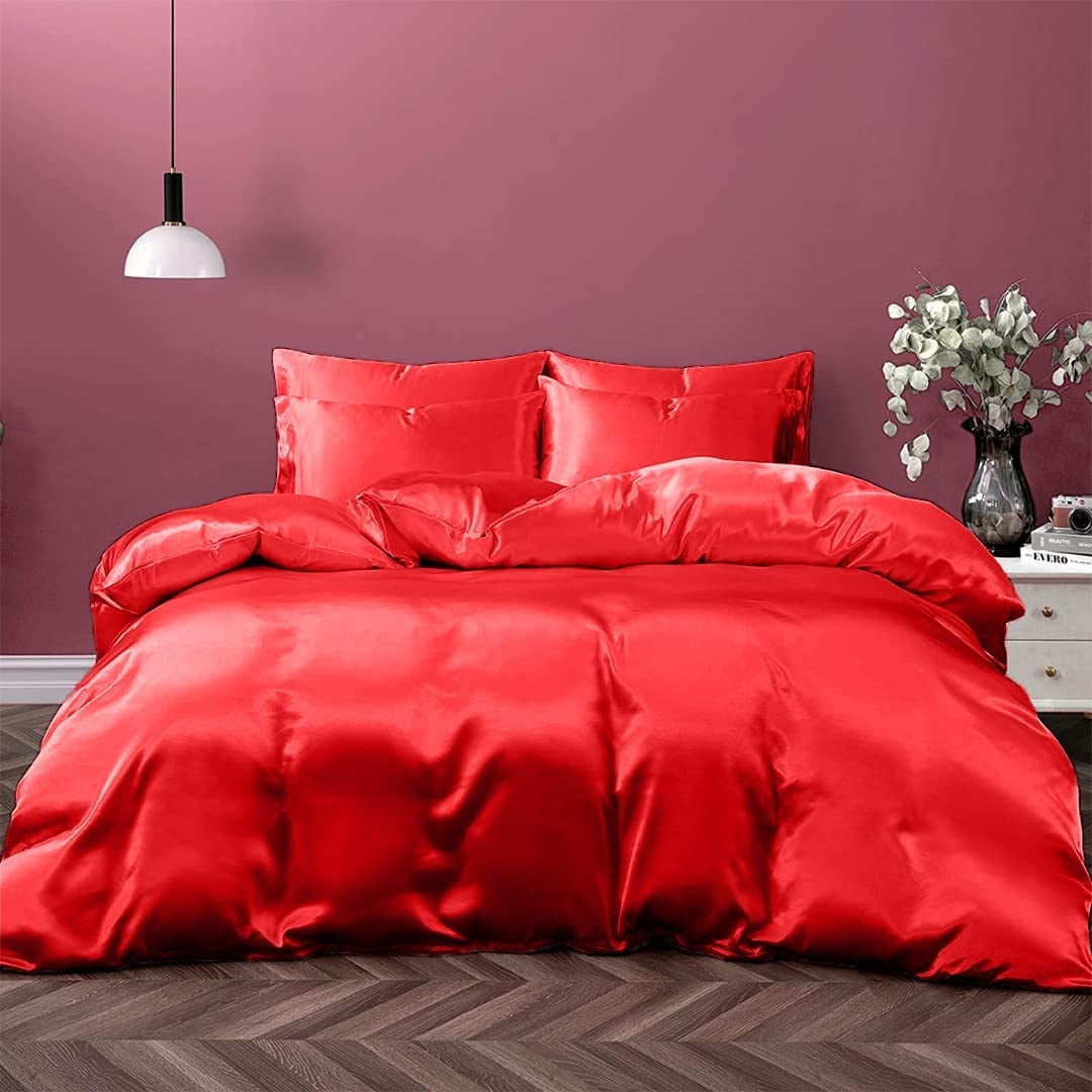 Cloud Fino 100% Silk Comforter 300 GSM Quilt Suitable for All Season Silky Super Soft Twin/Twin XL Blood Red