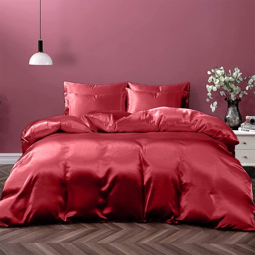 Cloud Fino 100% Silk Comforter 300 GSM Quilt Suitable for All Season Silky Super Soft Twin/Twin XL Burgundy