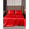 thumbnail image 1 of Cloud Fino Silk Satin Sheet Set- 6 Piece Sheet Set- Full Size Sheet Set- Rich Quality 20" Deep Pocket Sheets- Luxury Hotel Bed Sheets- Blood Red, 1 of 6