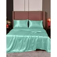 thumbnail image 1 of Cloud Fino Silk Satin Sheet Set- 6 Piece Sheet Set- Super Queen Size Sheet Set- Rich Quality 20" Deep Pocket Sheets- Luxury Hotel Bed Sheets- Aqua Blue, 1 of 6
