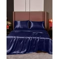 thumbnail image 1 of Cloud Fino Silk Satin Sheet Set- 6 Piece Sheet Set- Super Queen Size Sheet Set- Rich Quality 20" Deep Pocket Sheets- Luxury Hotel Bed Sheets- Navy Blue, 1 of 6