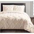 thumbnail image 1 of Cloud Fino Soft Luxurious 3-Piece Pinch Pleated Pintuck Decorative 100% Egyptian Cotton 500 TC Duvet Set with Zipper (Set Include 1 Pinch Duvet Cover & 2 Pinch Pillowshams)(Ivory!!King), 1 of 4
