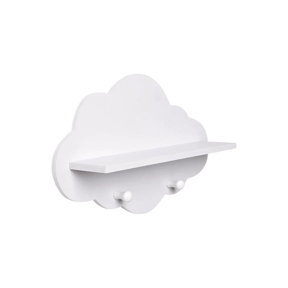 Cloud Floating Shelf - No-Drill White Wooden Wall Mounted Multifunctional Storage Ledge, for Toys, Figurines & Photos (1 Pack)