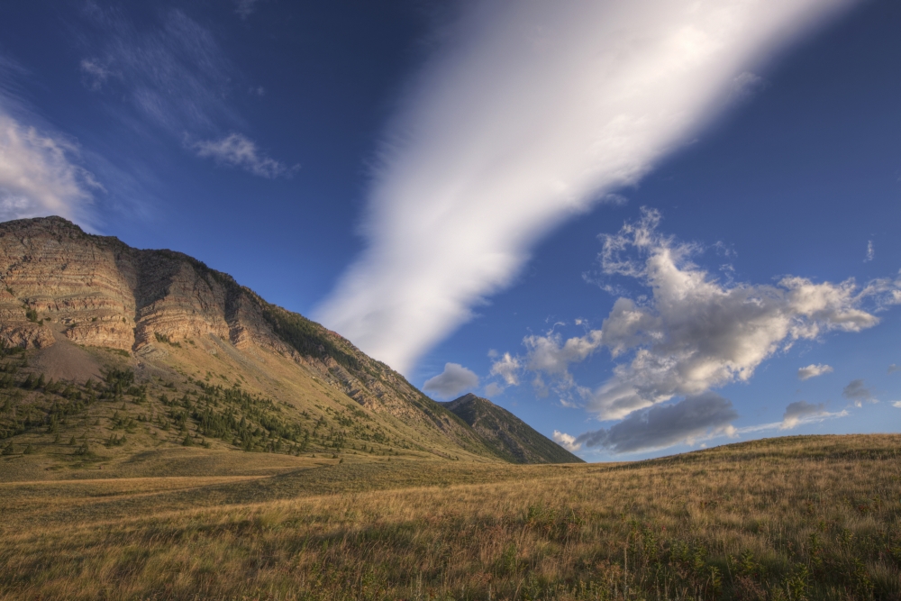 Cloud Forming Over Bellevue Hill Waterton Lakes National Park Alberta Canvas Art - Dan Jurak Design Pics (34 x 22)