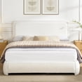 thumbnail image 1 of Cloud Full Bed Frame with Adjustable Headboard, Modern Boucle Fabric Upholstered Platform Bed, Low to Floor, Anti-Collision Soft Rounded Corners, No Box Spring Needed, 1 of 7