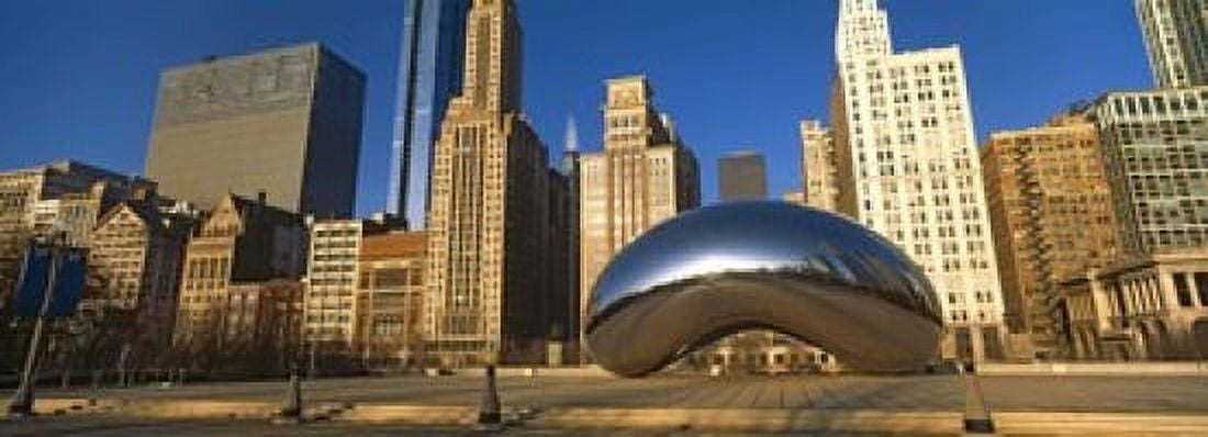 Cloud Gate sculpture with buildings in the background Millennium Park Chicago Cook County Illinois USA Canvas Art - Panoramic Images (18 x 7)
