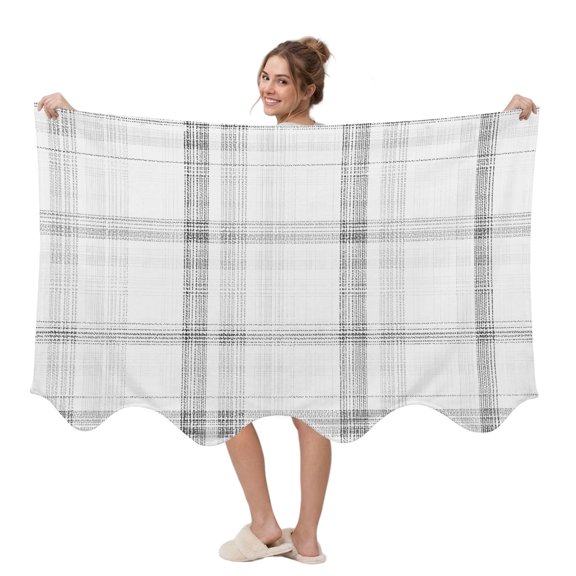 Cloud Gray Wearable Blanket, Pale Silver Grid Checkered Farmhouse Modern Classic Plush Thick Cozy Flannel Oversized Adult Throw Body Wearable Blankets with Pocket Gifts for Women Men 45x64in