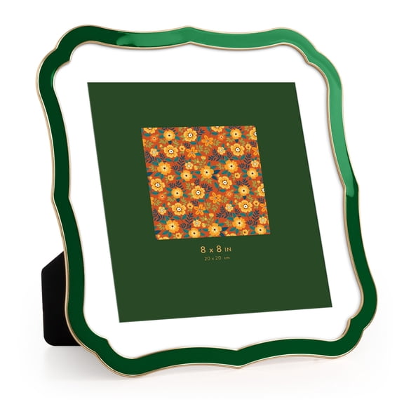 Cloud-Green 8x8 Enamel Square Picture Frame for Tabletop or Wall Mount