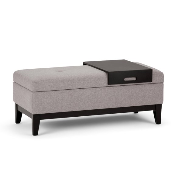 Cloud Grey Tufted Storage Ottoman Bench with Removable Tray - 42 Inch