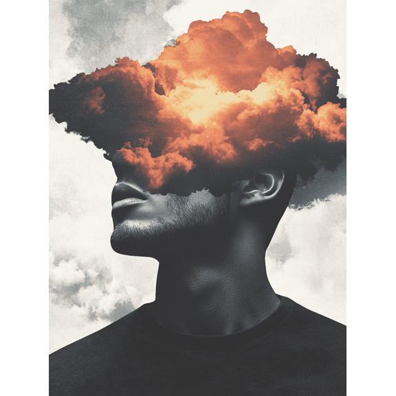 Cloud Head Portrait Decorative Painting/Canvas Art Perfect for Living Room Bedroom Office Entryway Den Dining Room and Creative Workspace Decor.