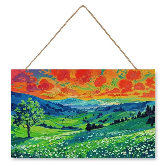 Cloud Hill Tree Hanging Wood Sign Home Decorative, Rustic Farmhouse Wooden Wall Signs, Nature Wall Decor, Housewarming Gift 10x16 IN