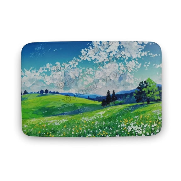 Cloud Hill Tree Print Bath Rug, Coral Velvet, 20"x32",Non Slip Bath Mat,Water Absorbent,Soft, Machine Washable Dry Bathroom Rug