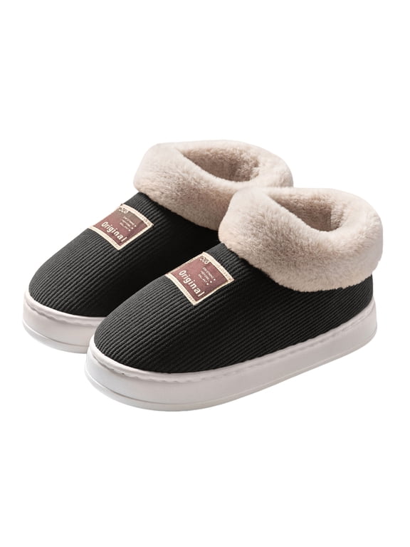 Cloud House Slippers for Women Indoor and Outdoor Fleece Lined Warm Loafers Shoes Winter Fuzzy Bedroom Booties