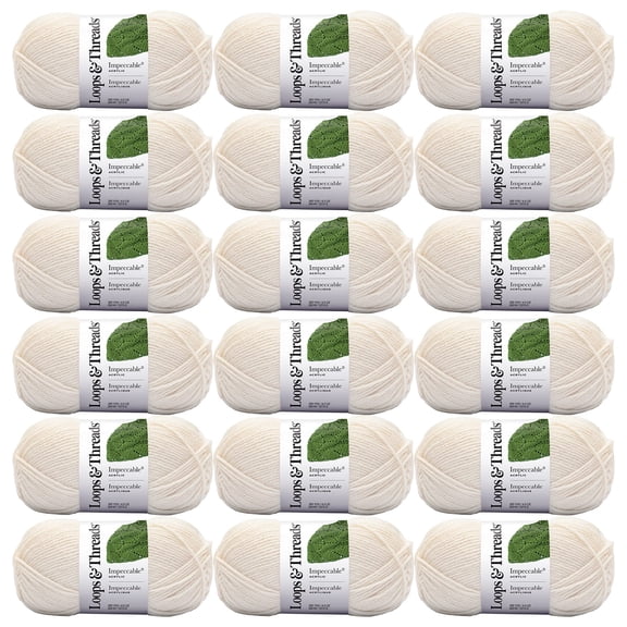 Loops & Threads Cloud Impeccable Yarn - Medium Weight Yarn for Knitting, Crochet, Weaving, Arts & Crafts, 18 Pack